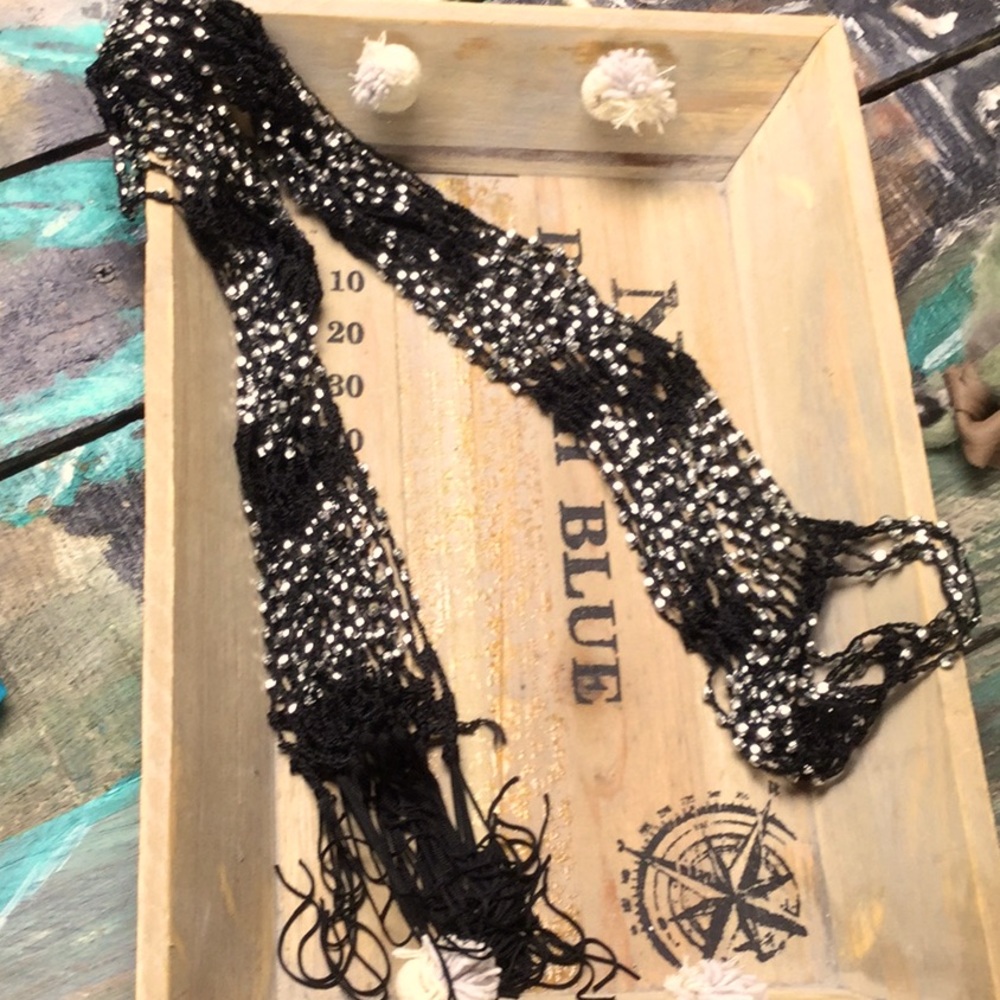 Beaded fringe scarf farmer’s market chic boho festival cowgirl rodeo queen vacay